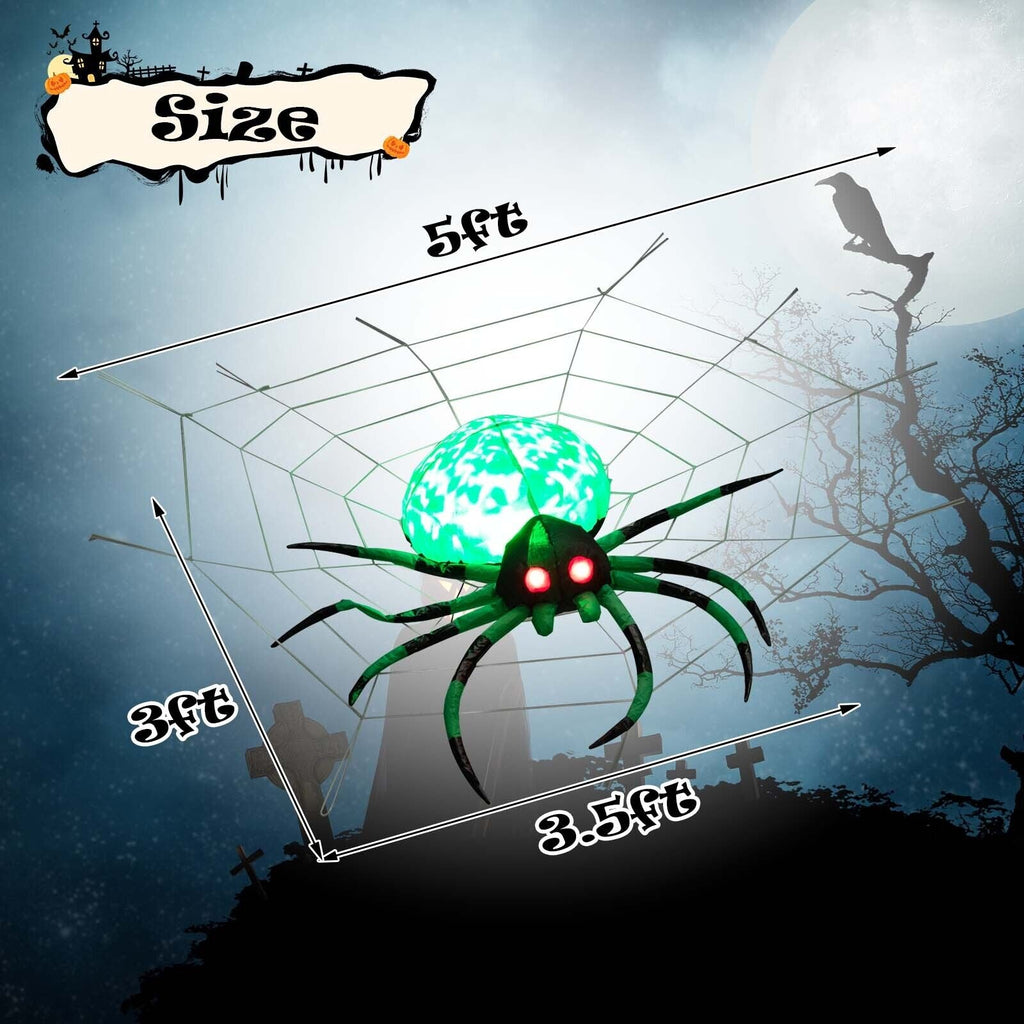Light-Up Inflatable Halloween Spider with Web