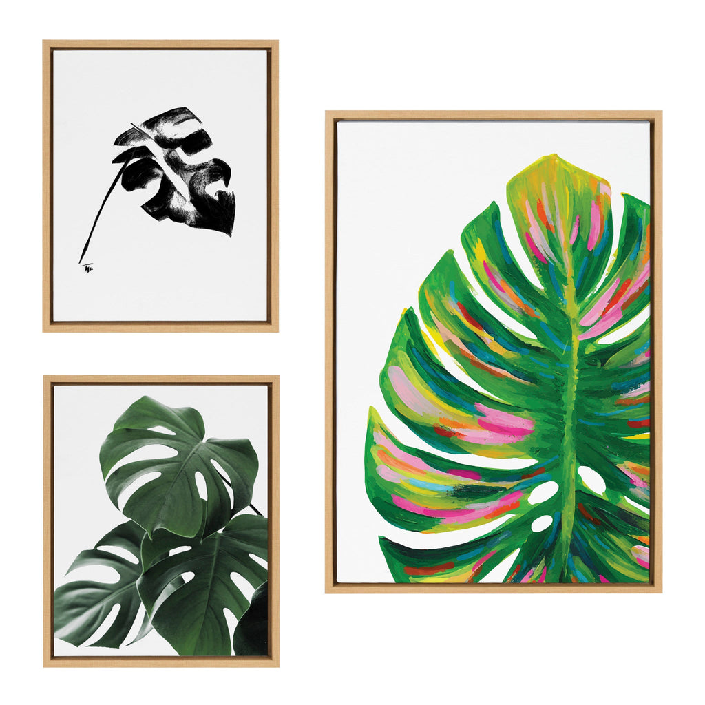 Sylvie Monstera Framed Canvas Art Set – EV Monstera, 582 Monstera & Monstera Leaves